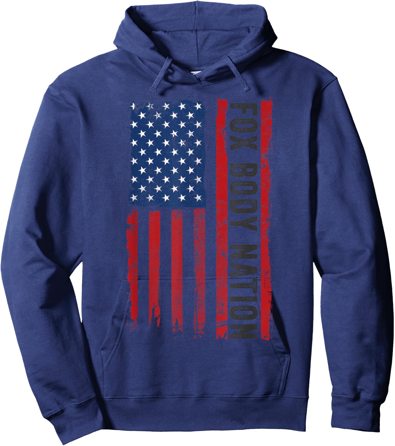 Vintage Foxbody American Flag Stang Muscle Car Gift Hoodie - Hoodie | Navy