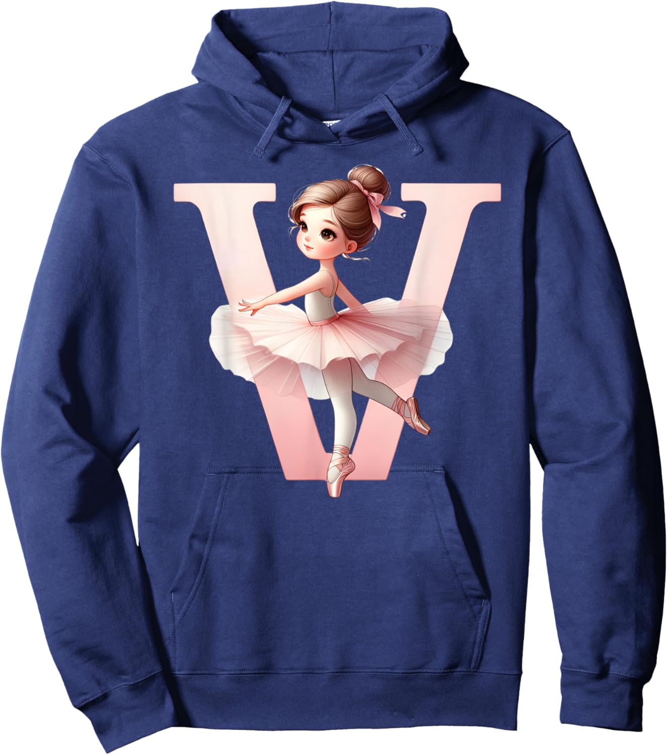 Ballerina Girl Dancing Name First Letter V Girly Tutu Ballet Hoodie - Hoodie | Navy