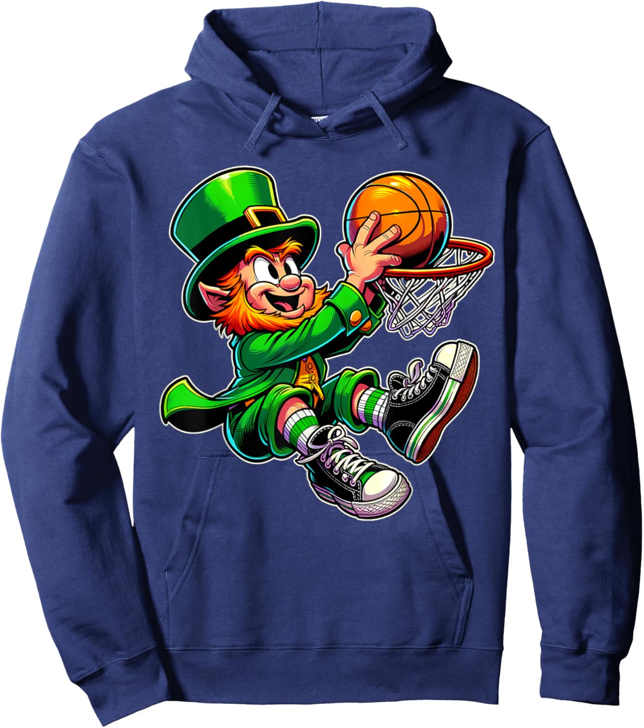 St Patrick's Day Irish Leprechaun Basketball Player Dunk Hoodie - Hoodie | Navy