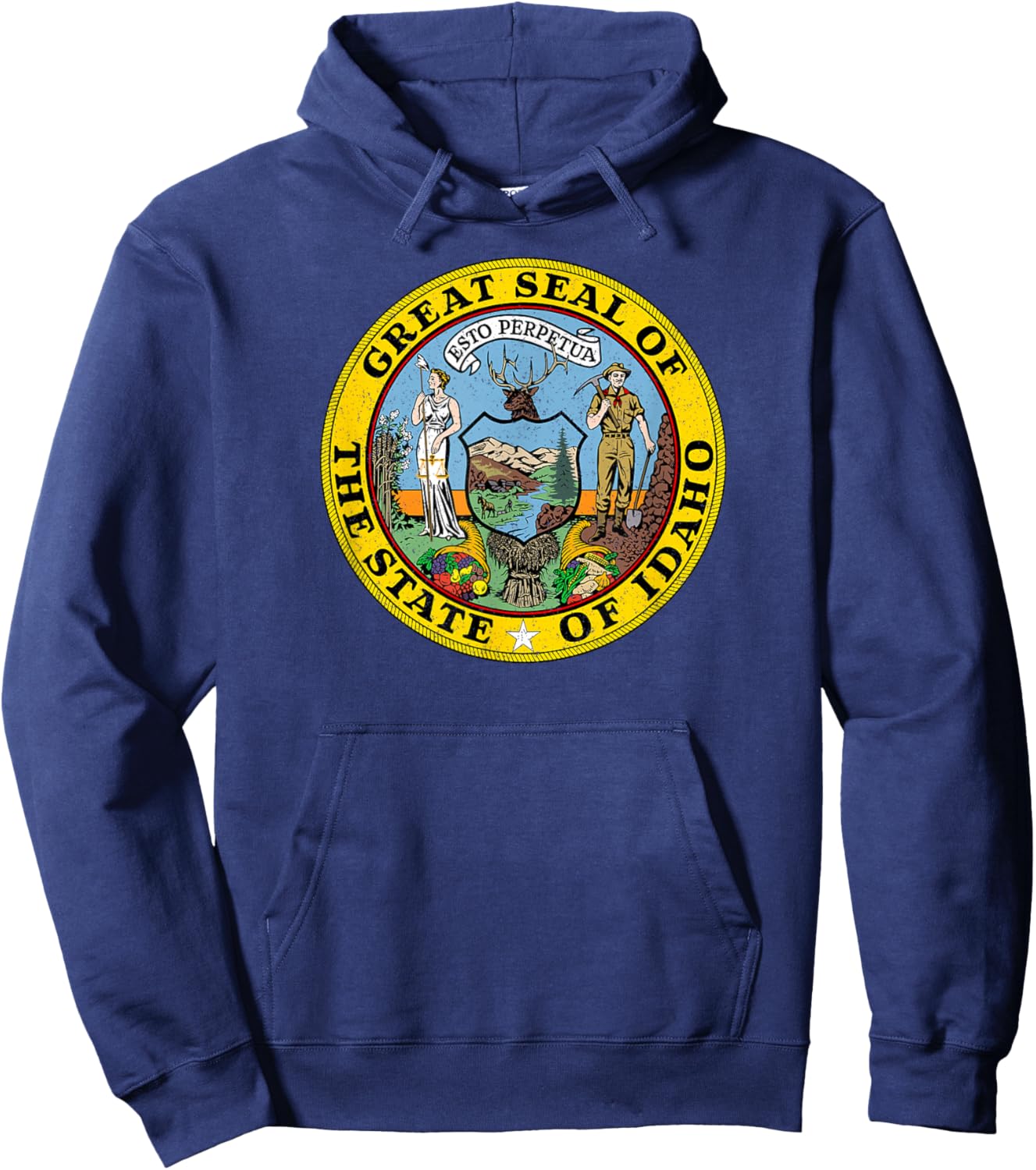 Idaho State Seal Flag Hoodie - Hoodie | Navy