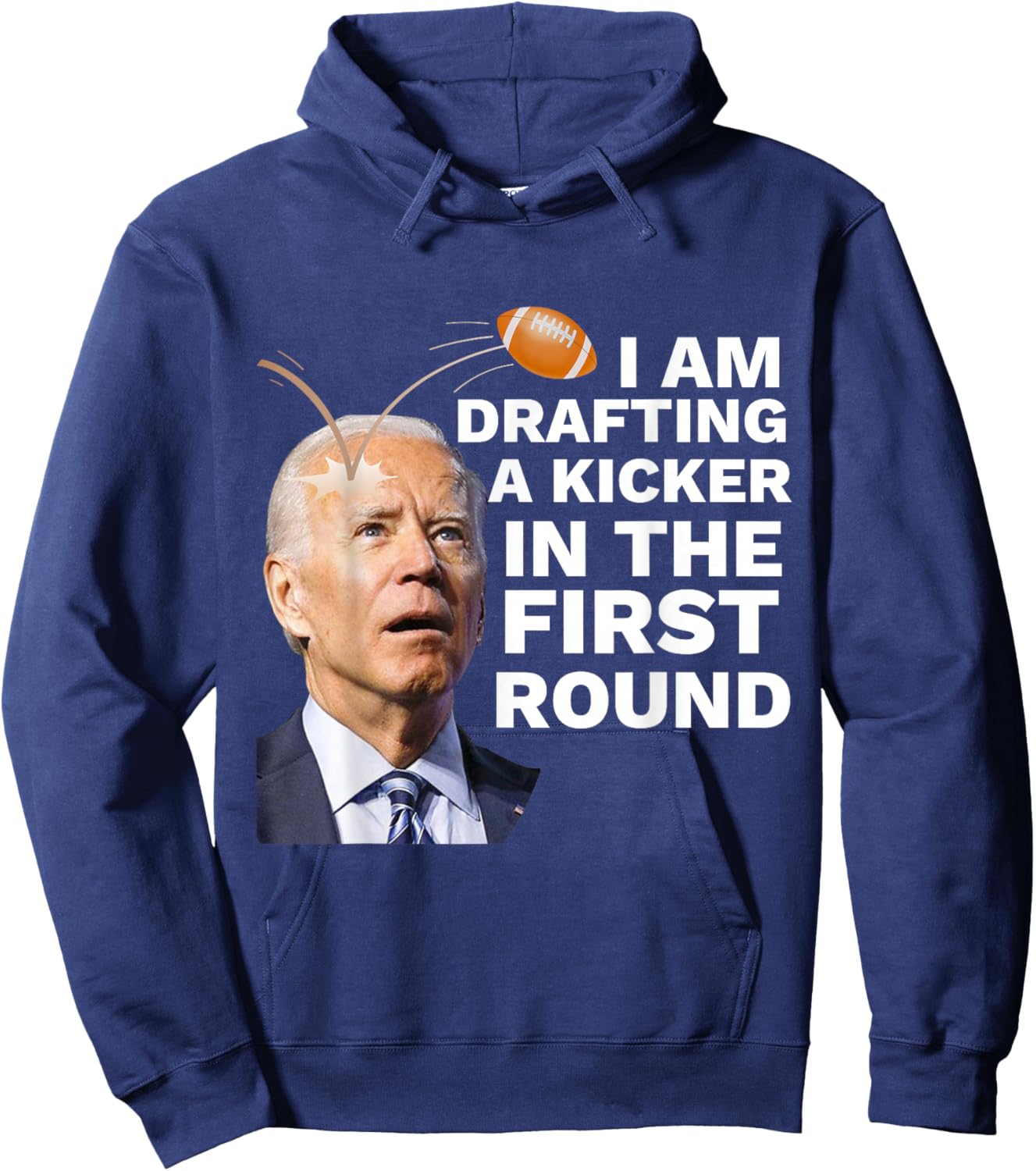 Confused Drafting Kicker Funny Fantasy Football Draft Party Hoodie - Hoodie | Navy
