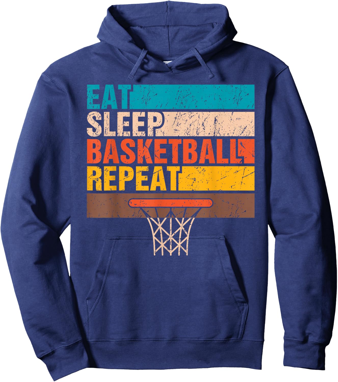 Eat. Sleep. Basketball. Repeat. Basketball Youths Teen Bball Hoodie - Hoodie | Navy