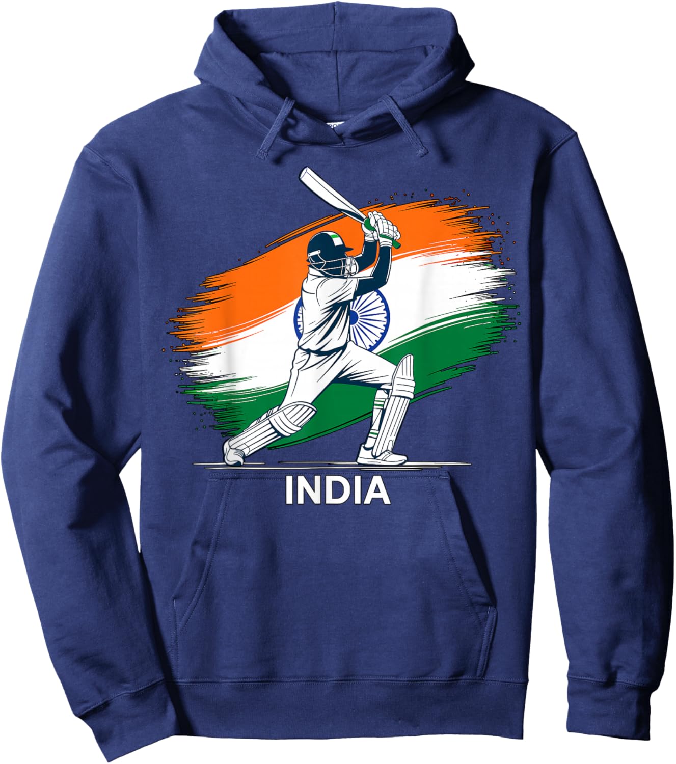Indian Cricket with Flag Hoodie - Hoodie | Navy