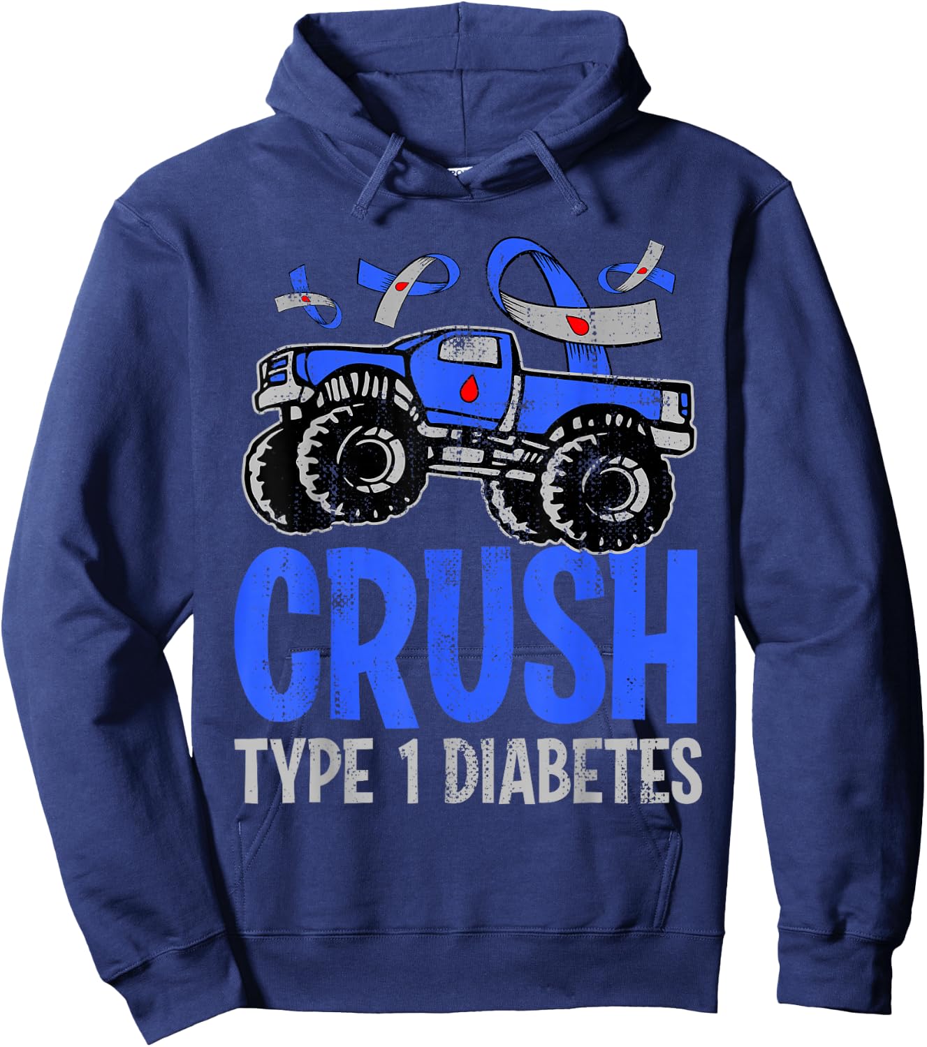 Kids Type 1 Diabetes Awareness Month Monster Truck Hoodie - Hoodie | Navy