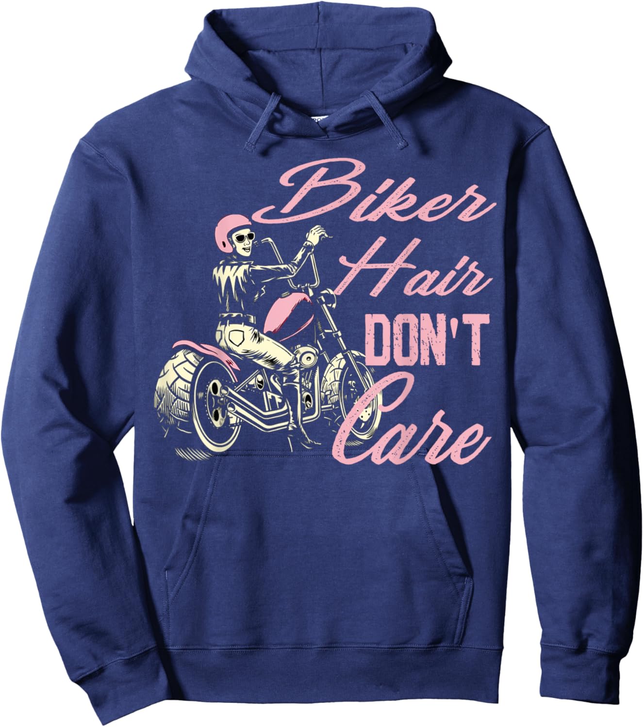 Biker Hair Don't Care Bike Lovers Women Motorcycle Hoodie - Hoodie | Navy