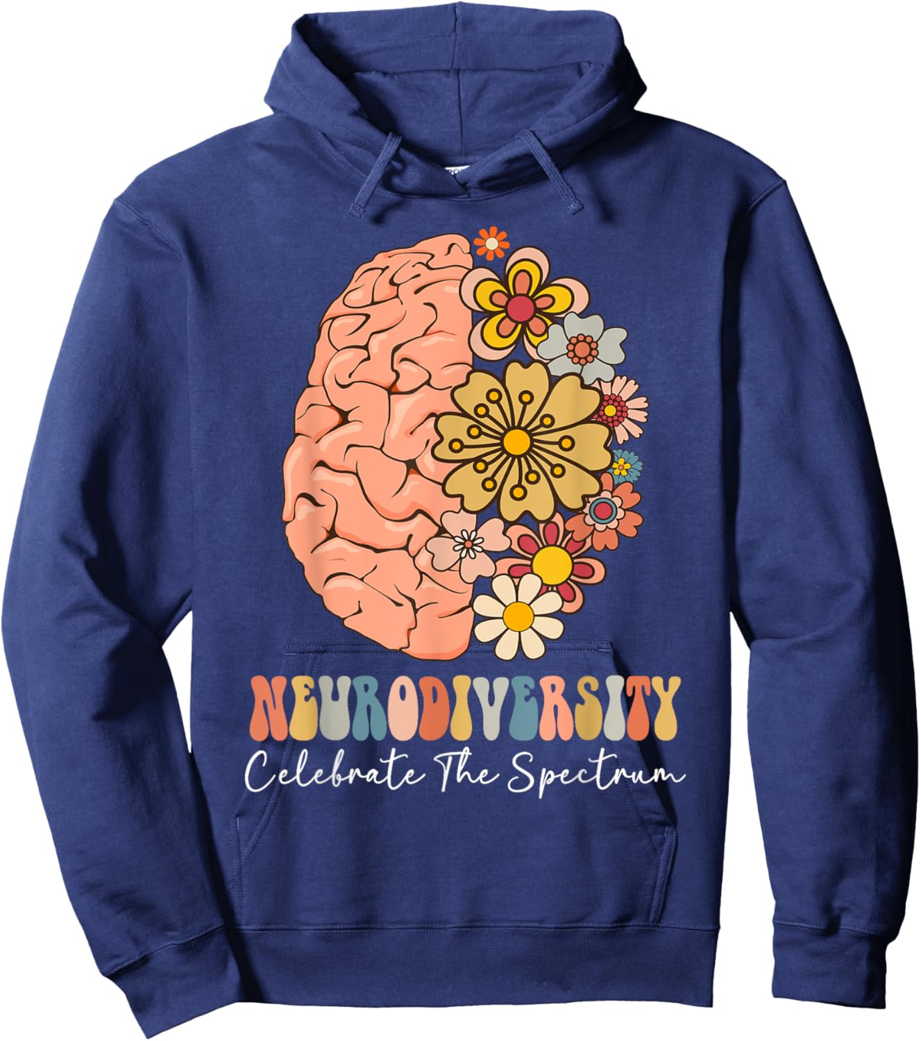 Neurodiversity celebrate the spectrum Brain Autism Awareness Hoodie - Hoodie | Navy