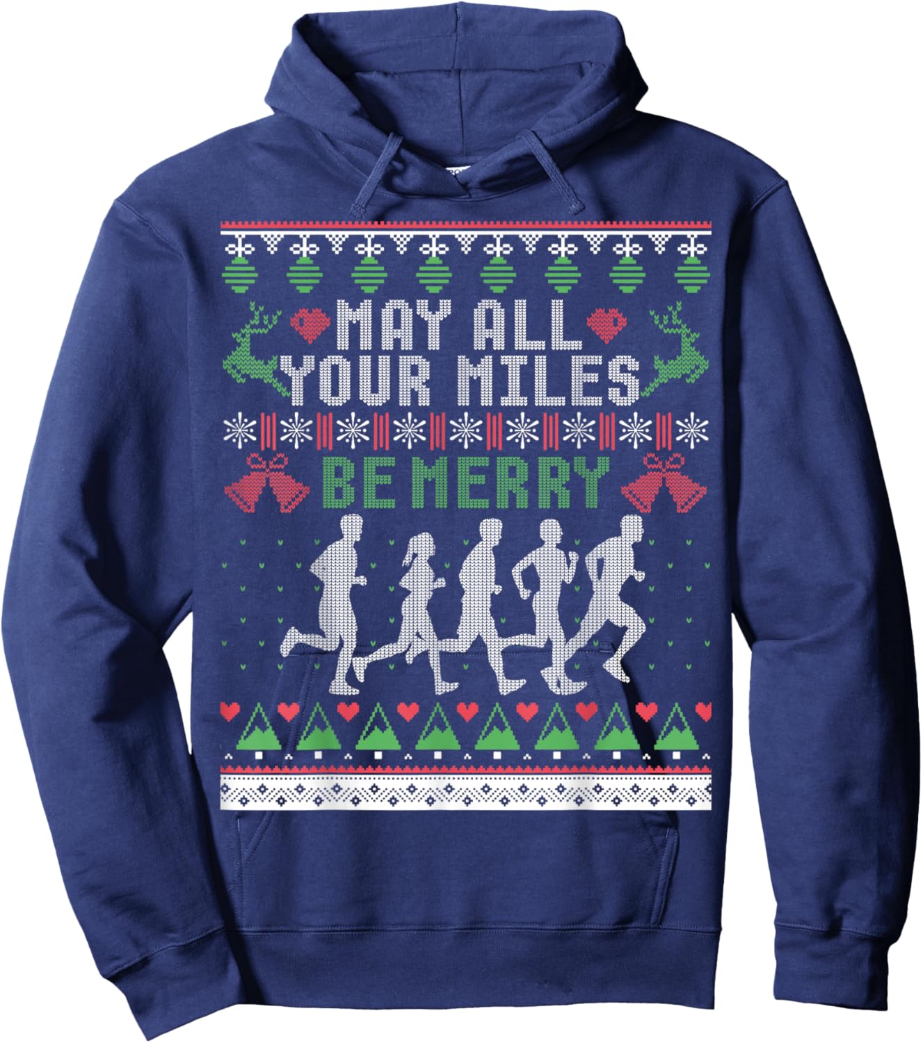 Funny Running Ugly Christmas Sweaters Shirt Runner Hoodie - Hoodie | Navy