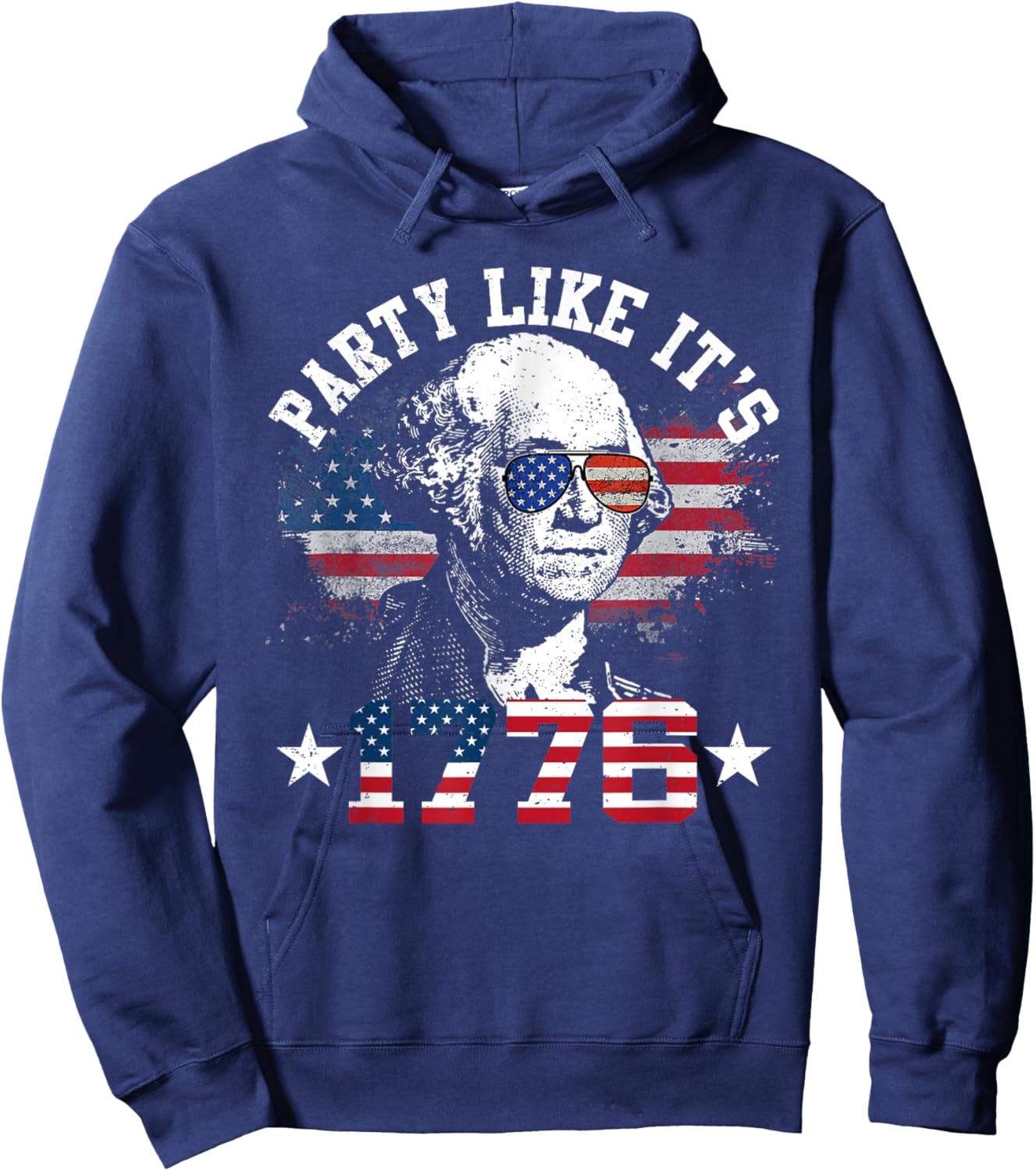 Party Like It is 1776 Funny 4th of July George Washington Hoodie - Hoodie | Navy