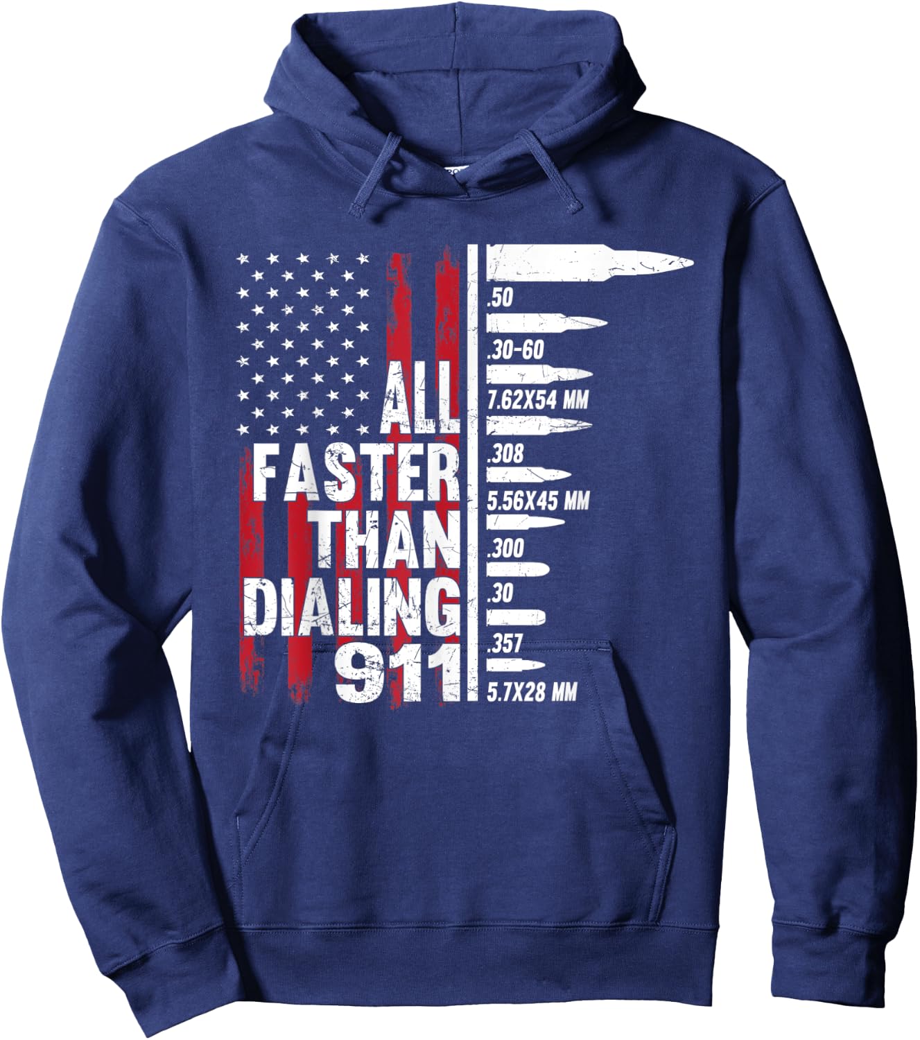 All Faster Than Dialing 911 American Flag Gun Lover Hoodie - Hoodie | Navy