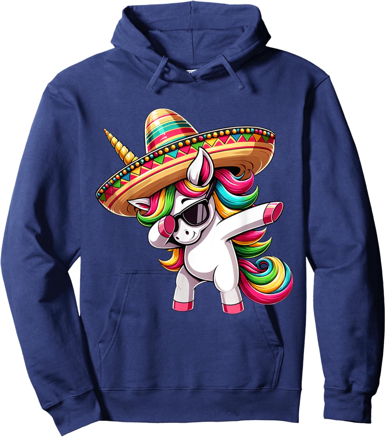 Cinco de Mayo Dabbing Unicorn Funny Mexican Dab Girl Kids Hoodie - Hoodie | Navy