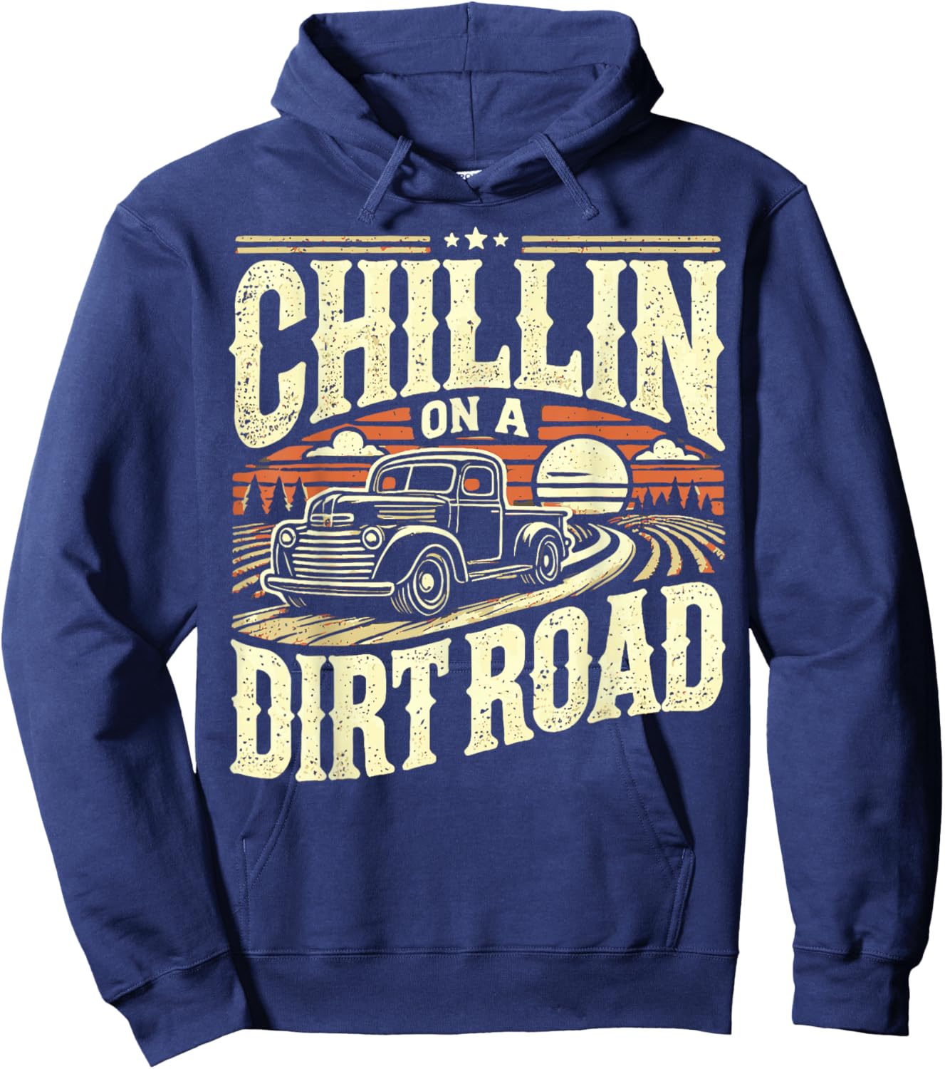 Western Cowboy Chillin On A Dirt Road Country Music Hoodie - Hoodie | Navy