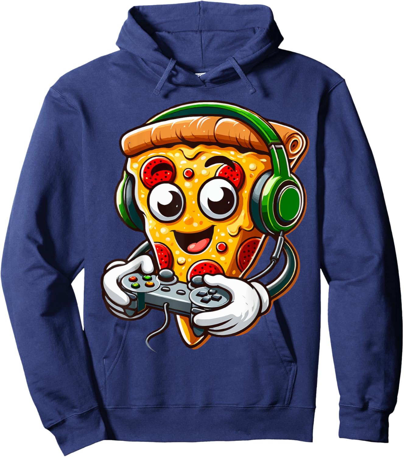 Funny Gamer Pizza Gaming Food Lovers Play Video Games Hoodie - Hoodie | Navy