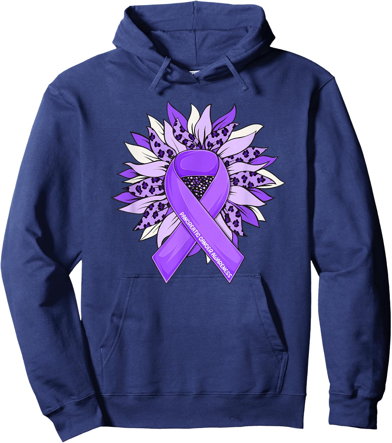 Pancreatic Cancer Sunflower Pancreatic Cancer Awareness Hoodie - Hoodie | Navy