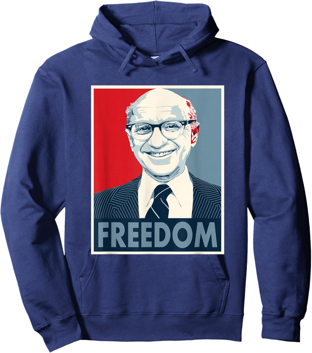 Milton Retro Friedman Graphic Hoodie - Hoodie | Navy