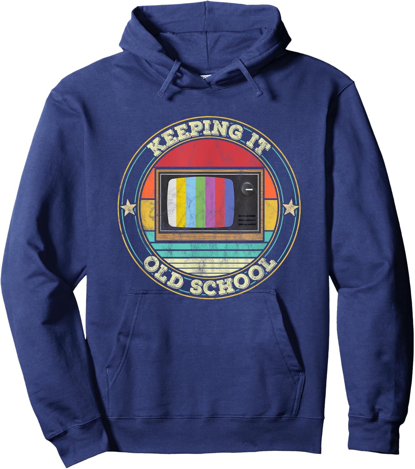 80s Retro Television Keeping it old School 90s Vintage Hoodie - Hoodie | Navy