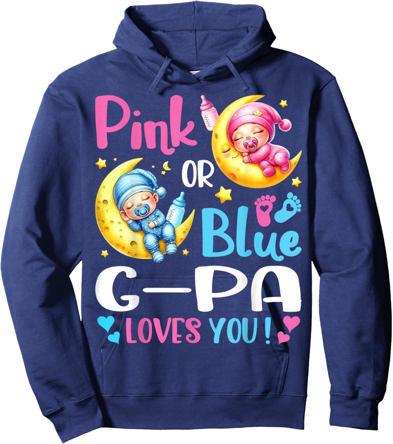 Gender Reveal Pink or Blue G-pa Loves You Hoodie - Hoodie | Navy