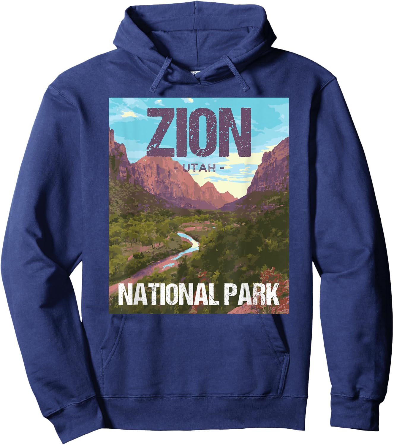 Zion National Park Utah Poster Design Hoodie - Hoodie | Navy