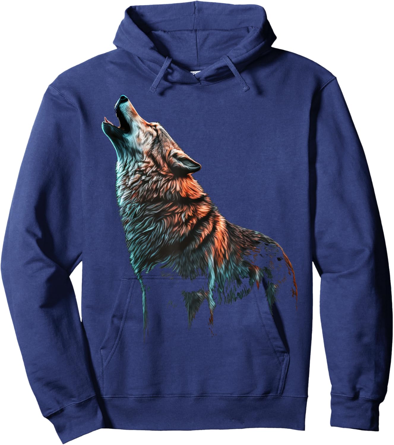 Wolf Howls Animal Print Animal Lovers Wolf Hoodie - Hoodie | Navy