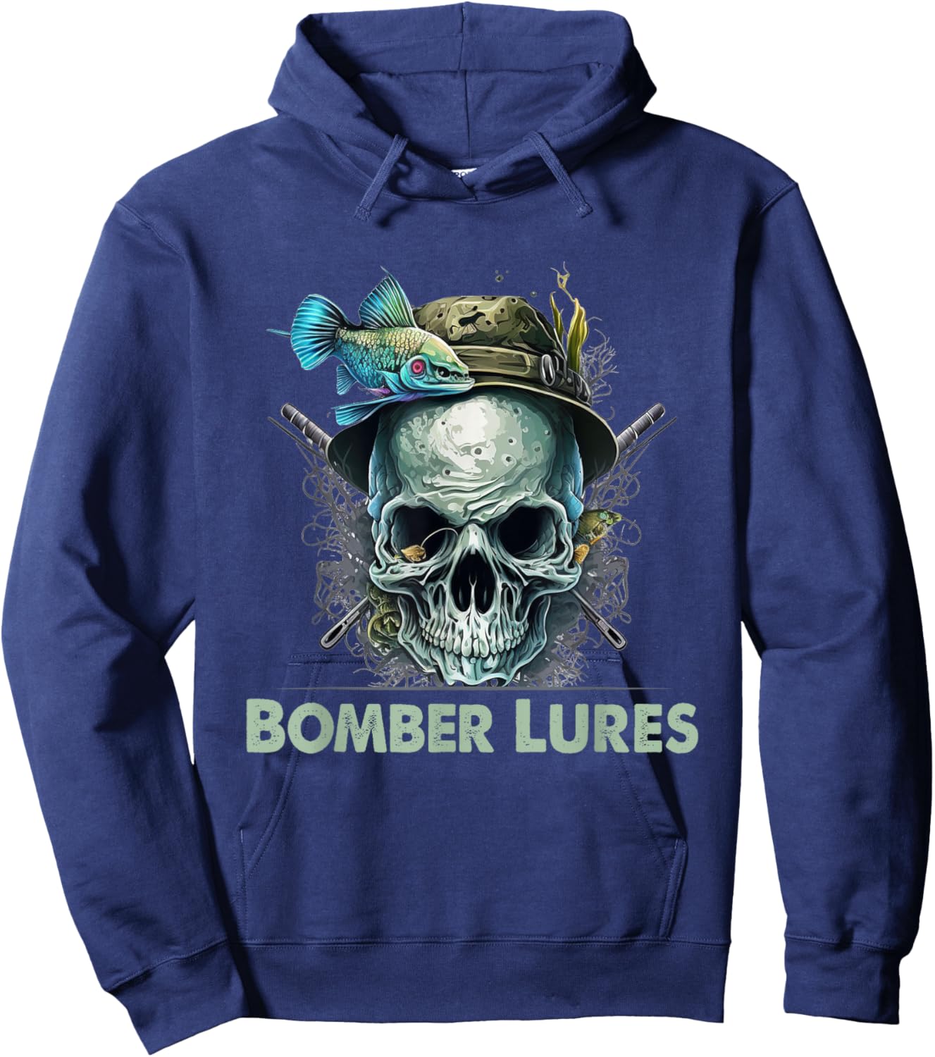 Bomber Lures Hunting Hobby Hunter Pastime Fishing Freshwater Hoodie - Hoodie | Navy