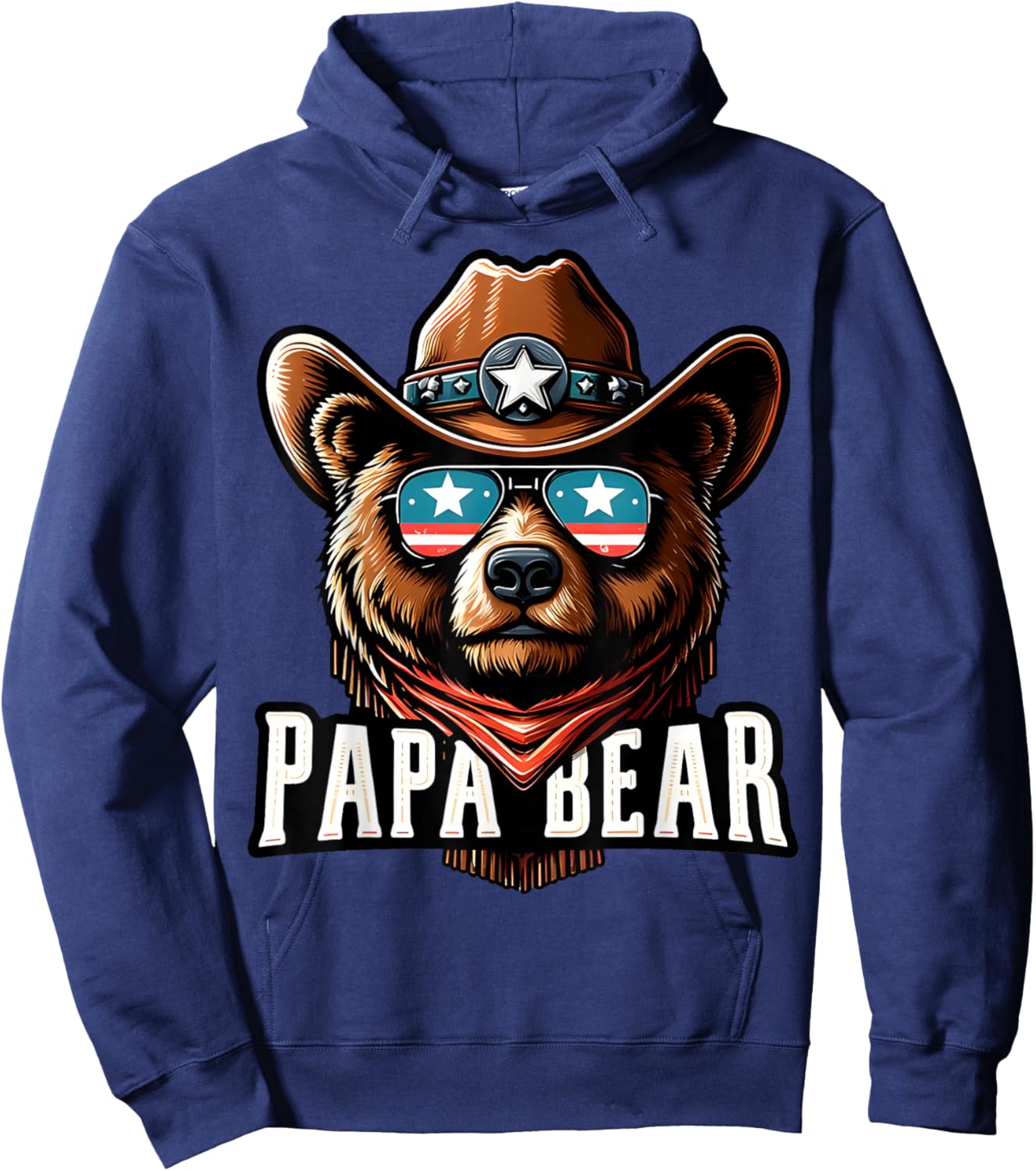 Papa Bear Shirt Fathers Day Gift Patriotic Proud Best Dad Hoodie - Hoodie | Navy
