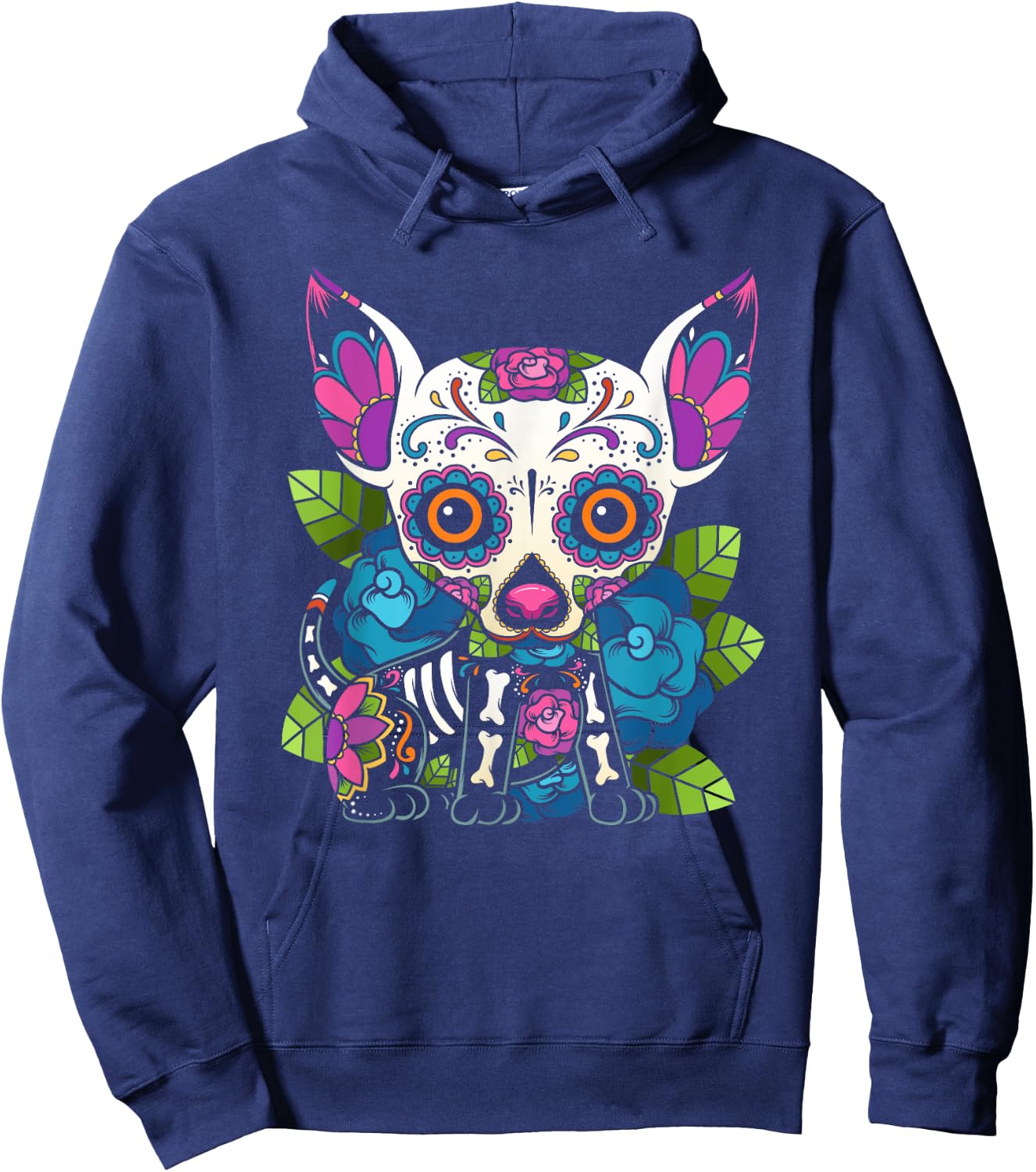 Chihuahua Sugar Skull Mexico Dog Calavera Dia De Los Women Girls Kids Hoodie - Hoodie | Navy