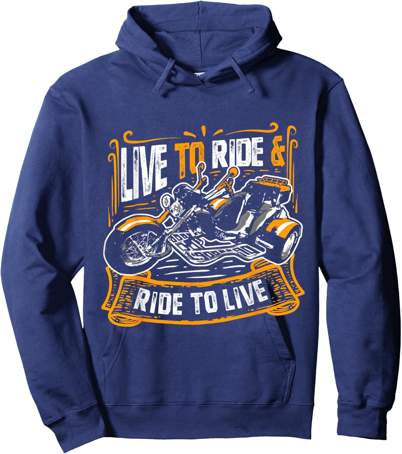 Live To Ride & Ride To Live Triker Trike Bike Hoodie - Hoodie | Navy