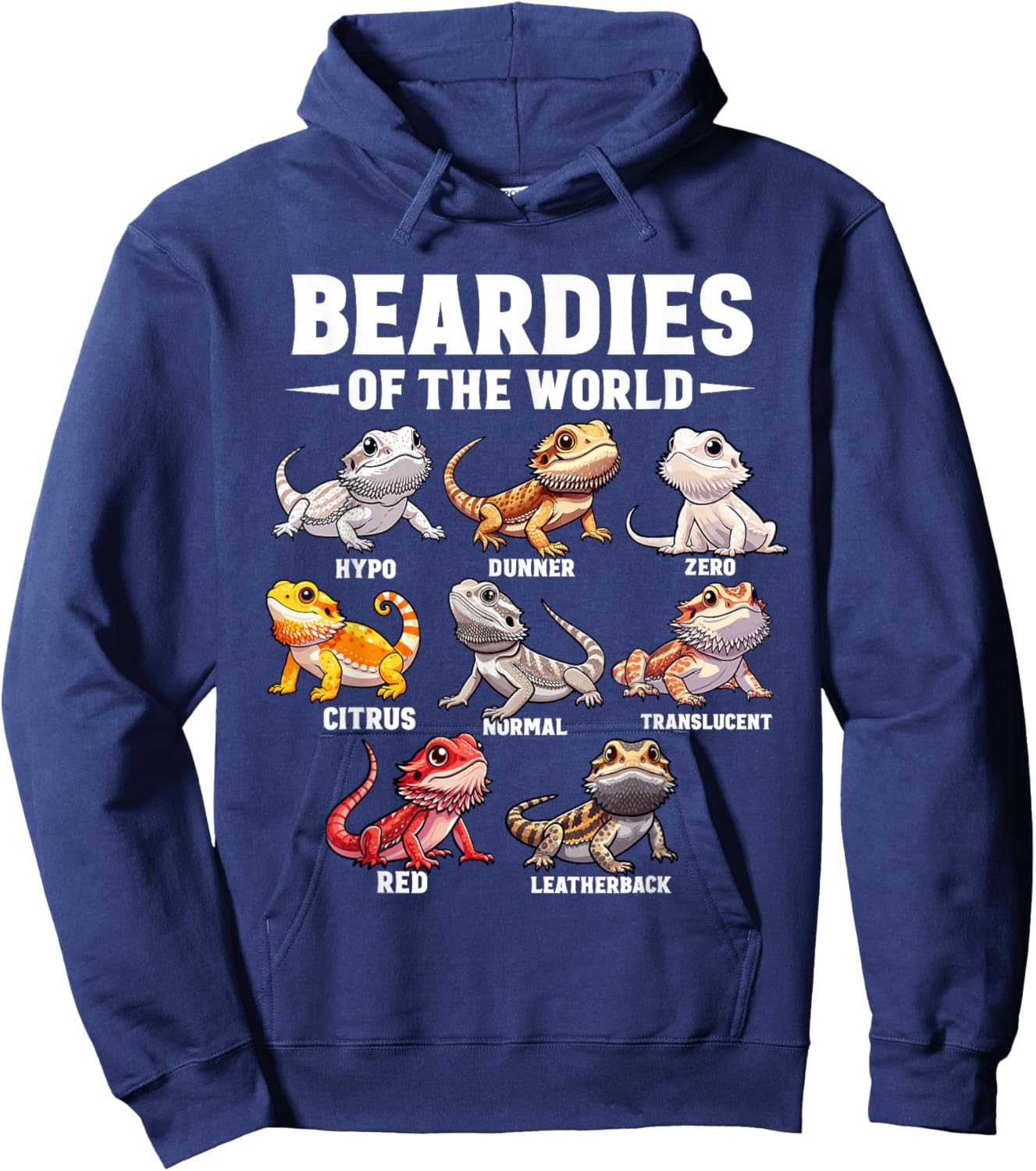 Cute Beardies Of The World - Bearded Dragon Reptile Lover Hoodie - Hoodie | Navy