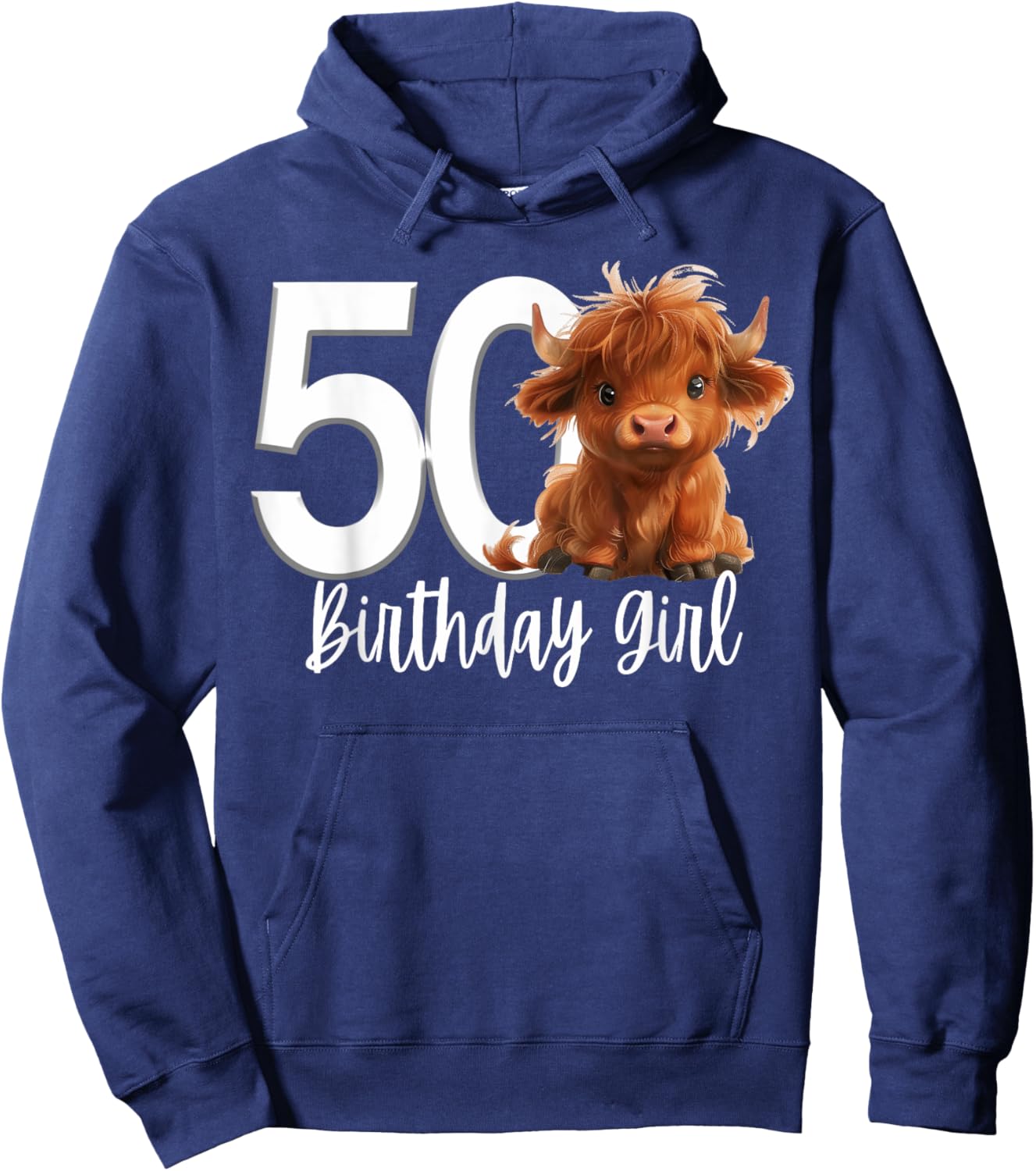 50th Birthday Highland Cow Party Women Gen X Mom Fifty 50 Hoodie - Hoodie | Navy