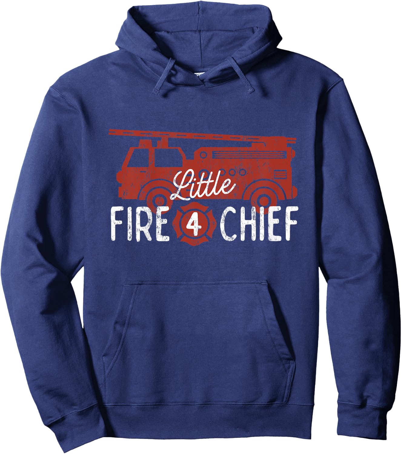 4th Birthday Firetruck Shirt, Boys 4 Year Old Fireman Party Hoodie - Hoodie | Navy