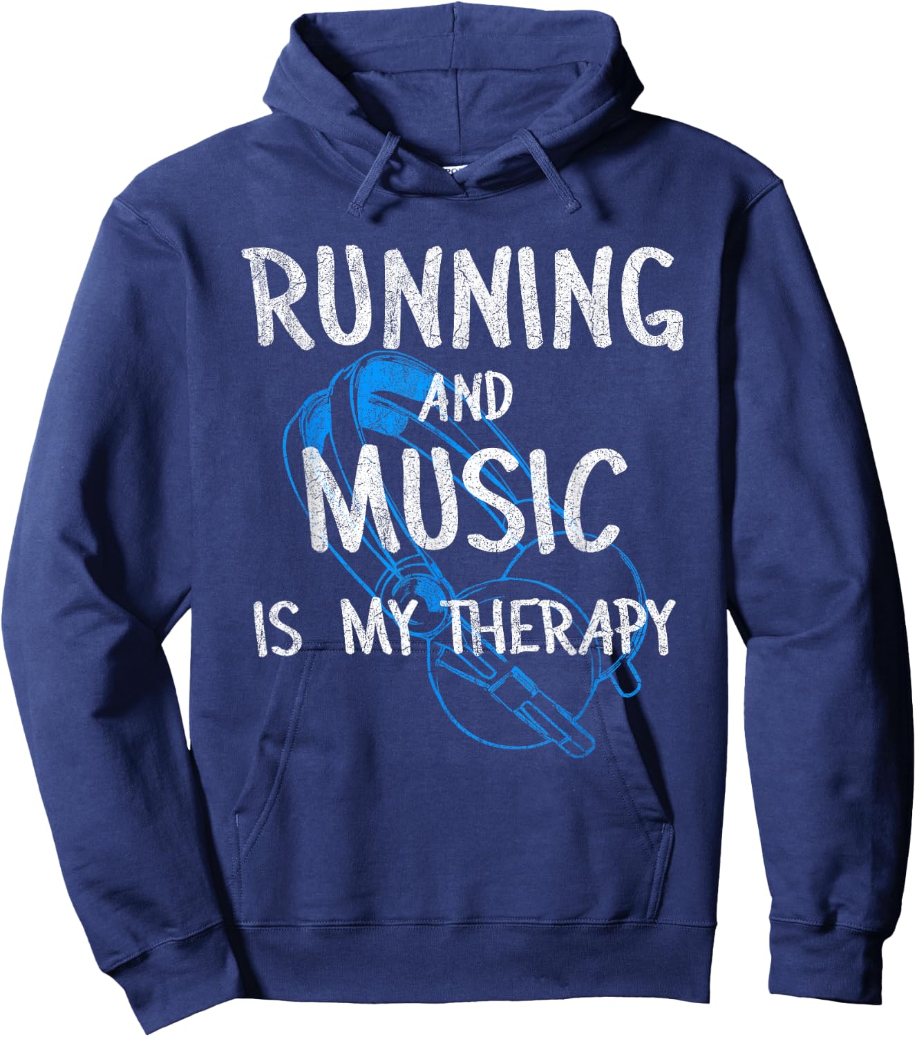 Running And Music Is My Therapy Headphones Design For Runner Hoodie - Hoodie | Navy