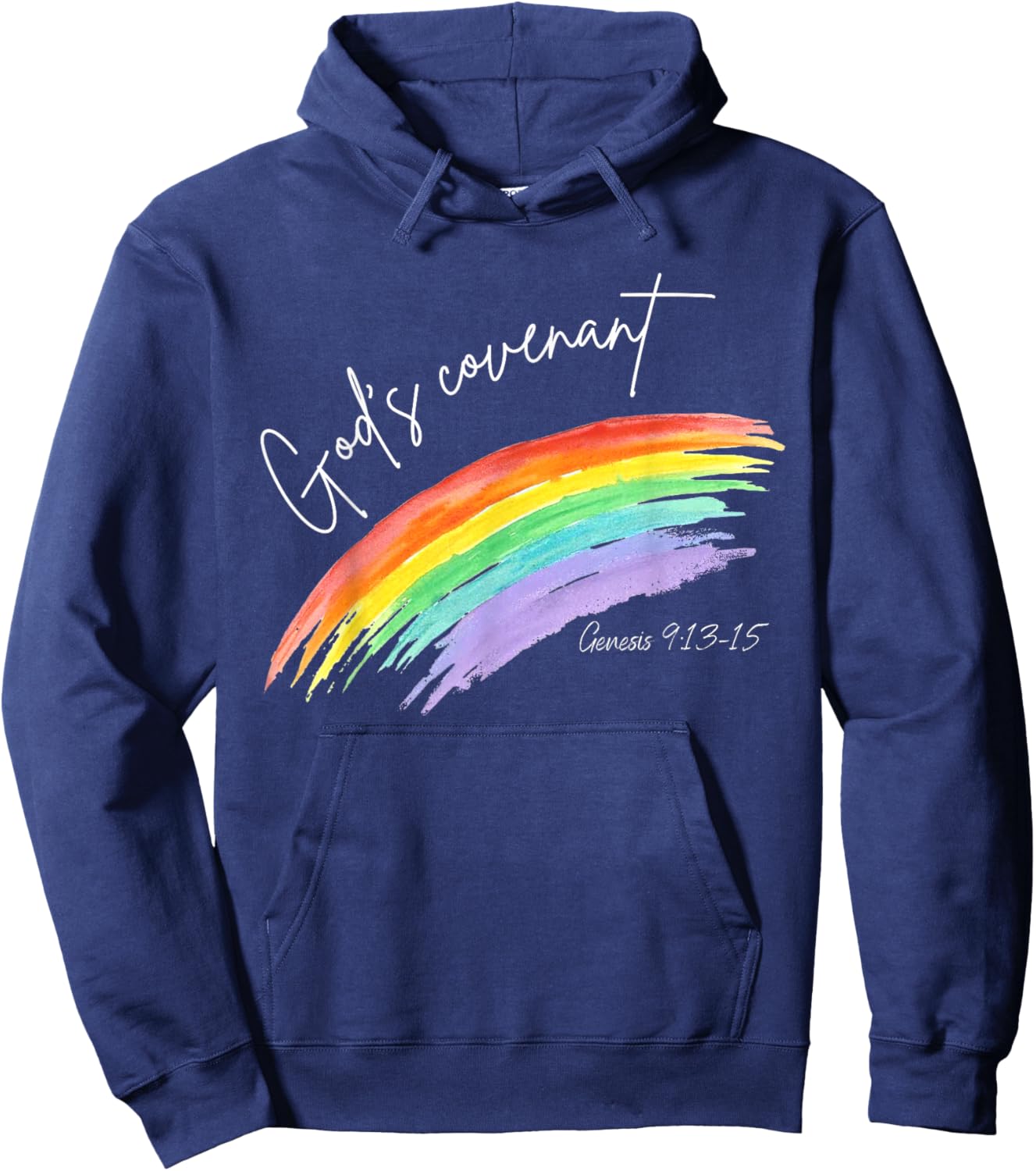 God's Covenant Genesis 9:13-15 Rainbow God's Believers Hoodie - Hoodie | Navy