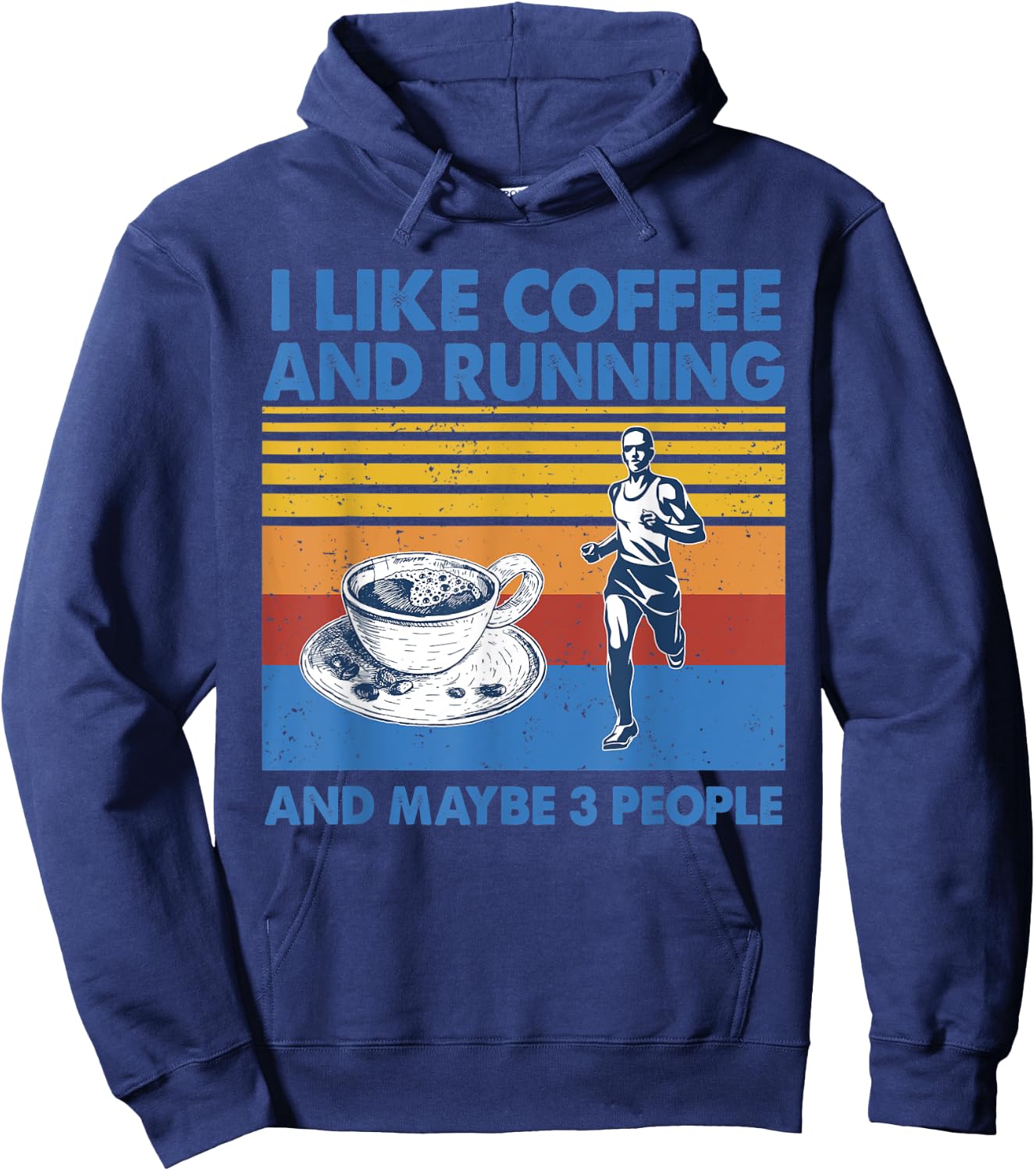 I like coffee and running and maybe 3 people Vintage Running Hoodie - Hoodie | Navy