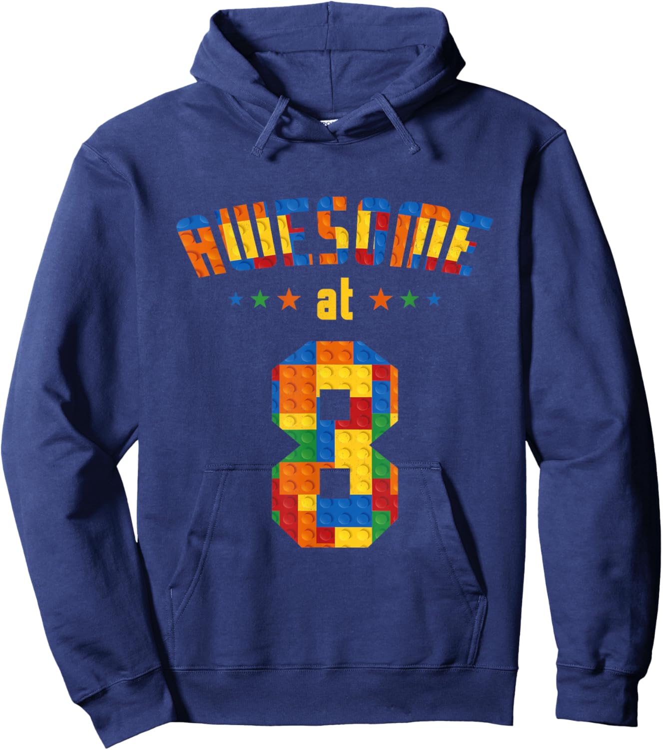 Awesome At 8 Years Old Kids Building Blocks Boy 8th Birthday Hoodie - Hoodie | Navy