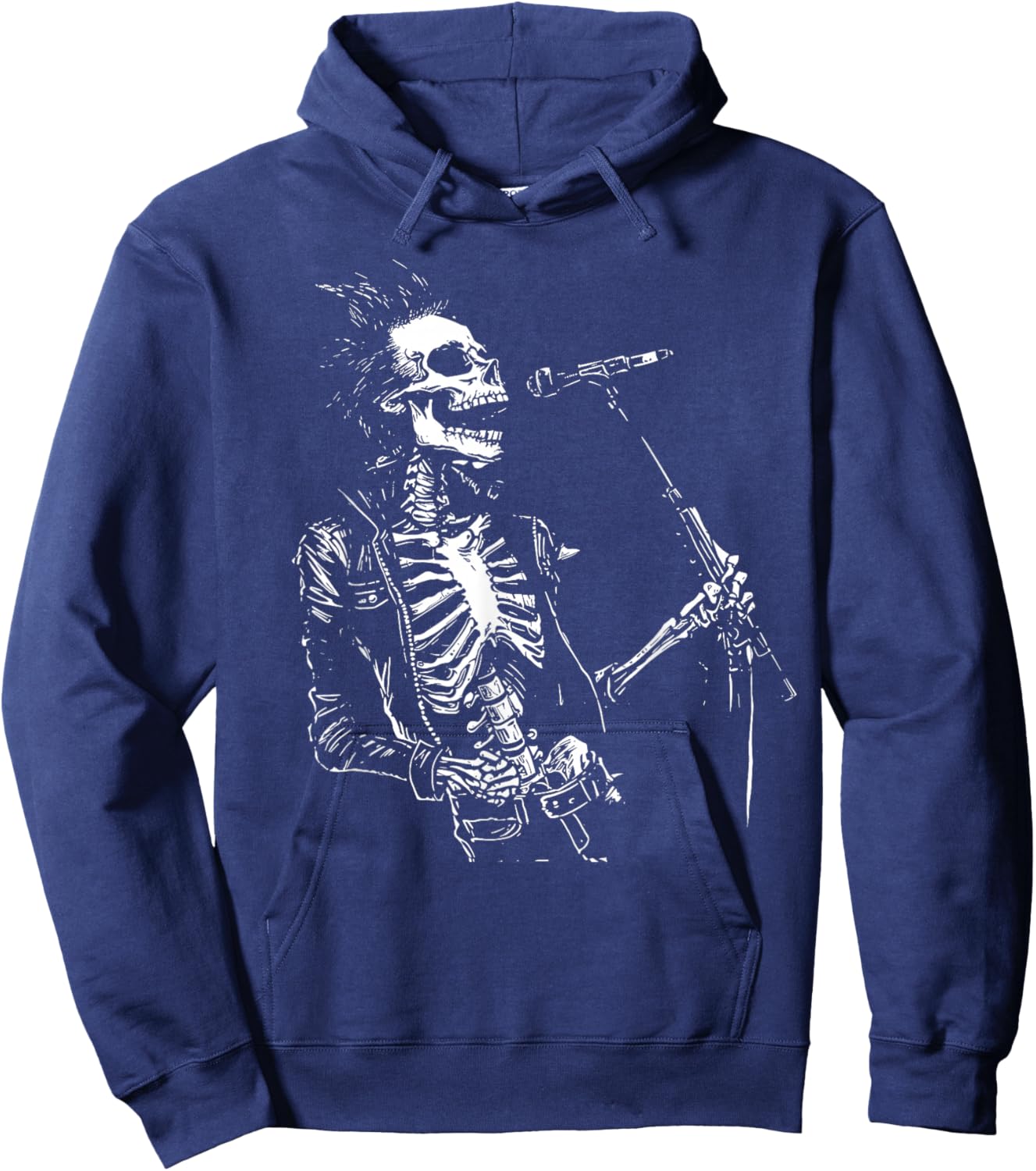 Skeleton Guitar Guy Rock And Roll Band Rock On Hoodie - Hoodie | Navy