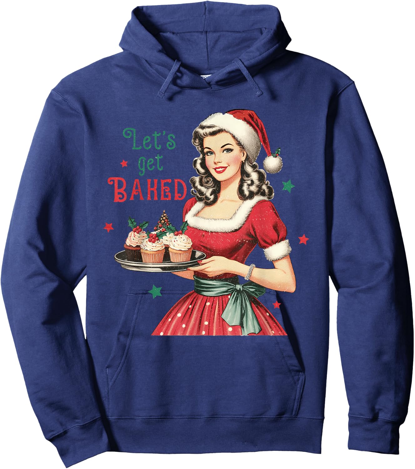 Lets Get Baked Vintage Christmas Baking Hoodie - Hoodie | Navy