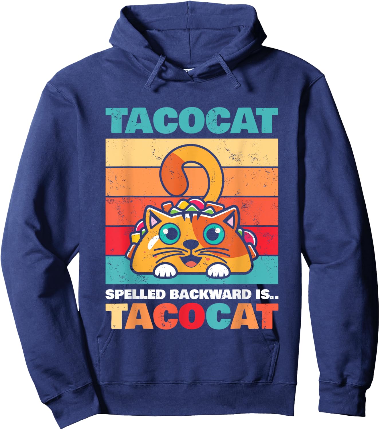 Tacocat Spelled Backward Is Tacocat I Love Cat And Taco Gift Hoodie - Hoodie | Navy