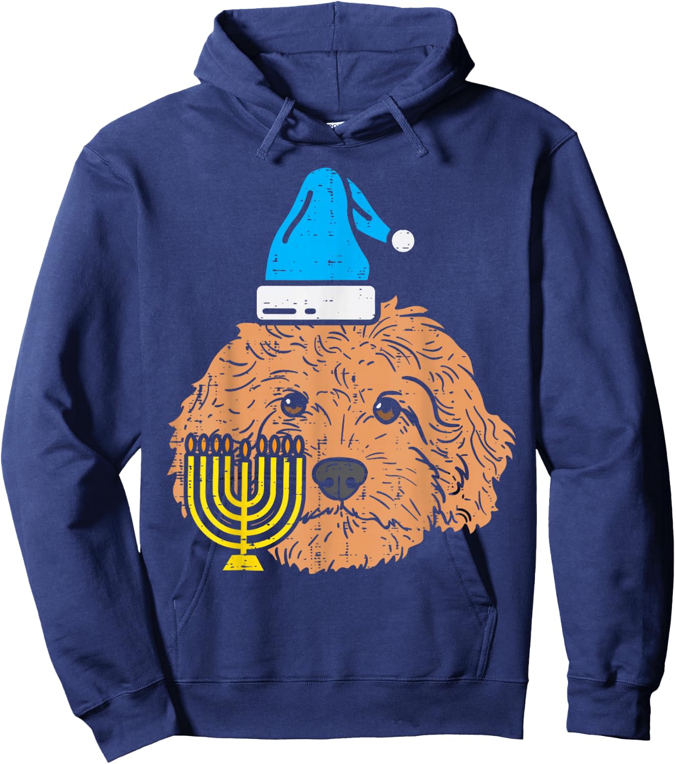 Goldendoodle Menorah Jewish Animal Pet Dog Hanukkah Gift Hoodie - Hoodie | Navy