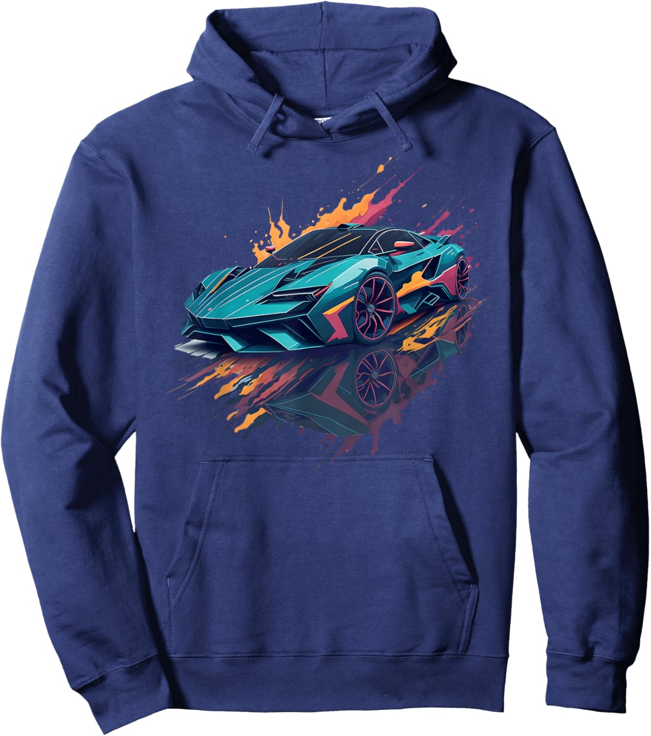 Supercar Exotic Sports Car Concept Poster Style Boys Graphic Hoodie - Hoodie | Navy