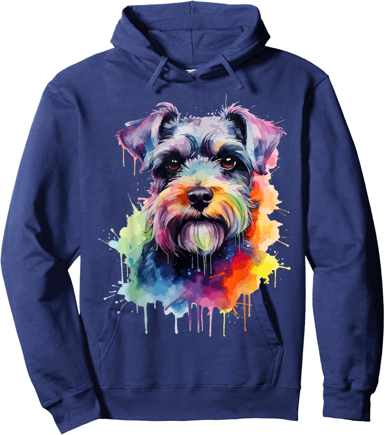 Mini Schnauzer Lovers Pop Art Color Mini Schnauzer Dog Hoodie - Hoodie | Navy