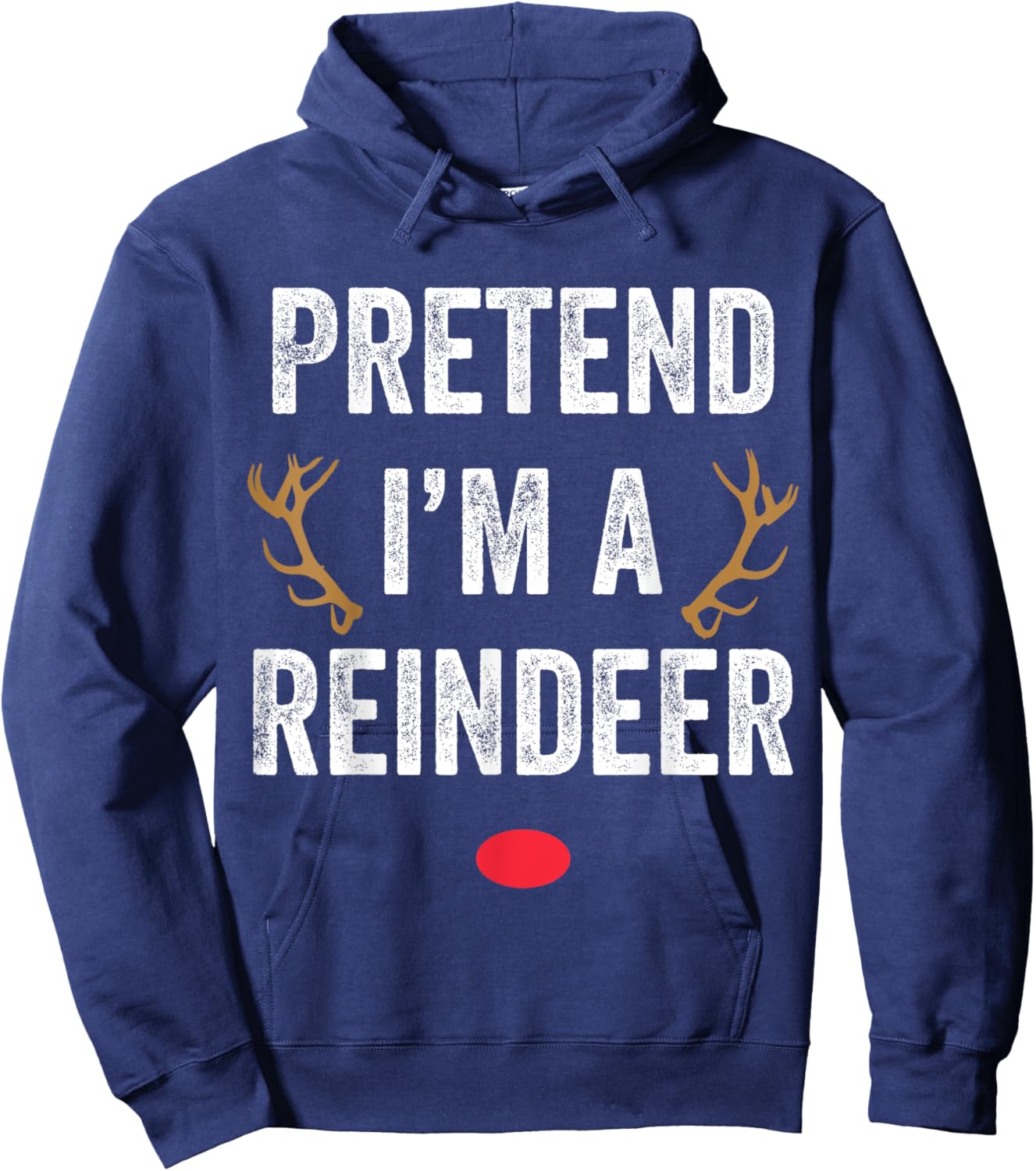 Funny Pretend I'm A Reindeer His & Hers Couple Matching Lazy Christmas Hoodie - Hoodie | Navy