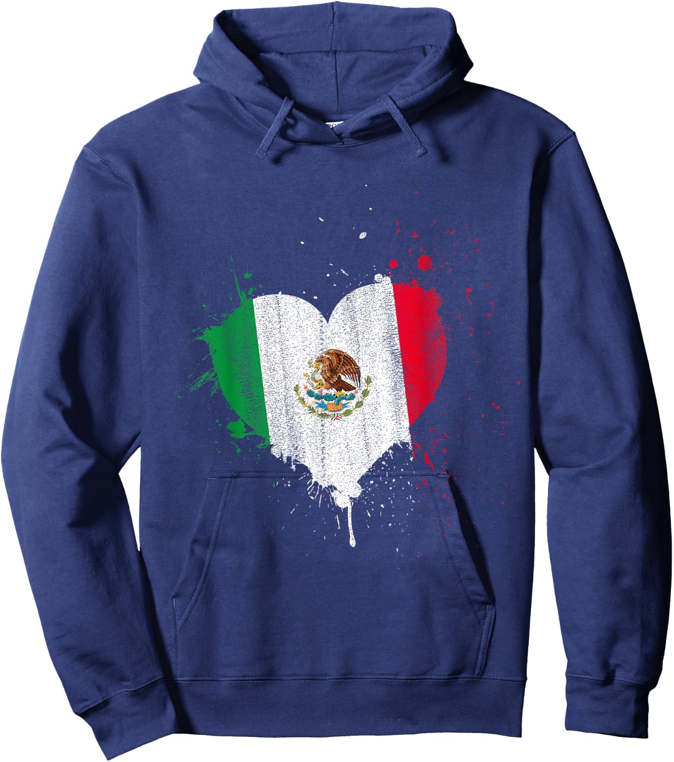 Mexican Flag Heart Valentines Day Gift Viva Mexico Hoodie - Hoodie | Navy