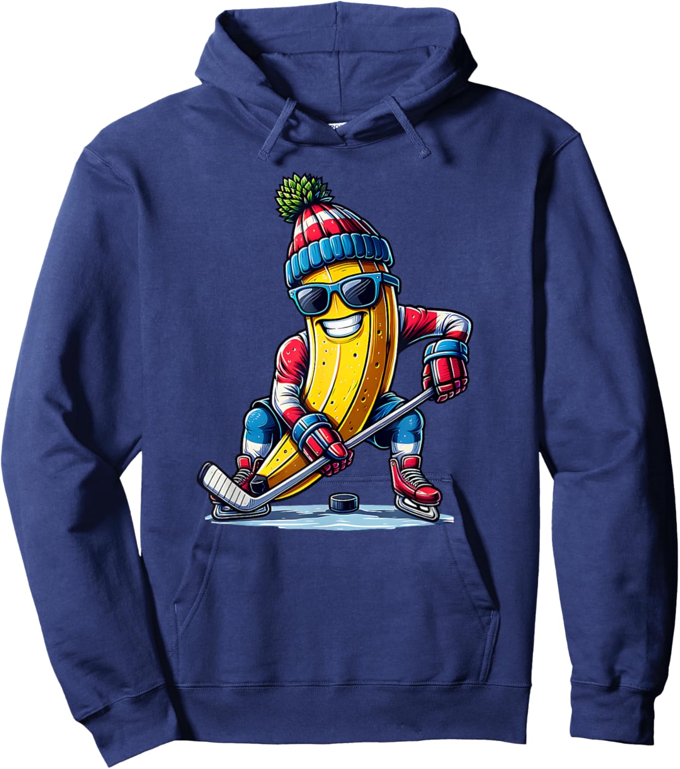 Hockey Banana Winter Hat Glove Funny , Black, S Hoodie - Hoodie | Navy