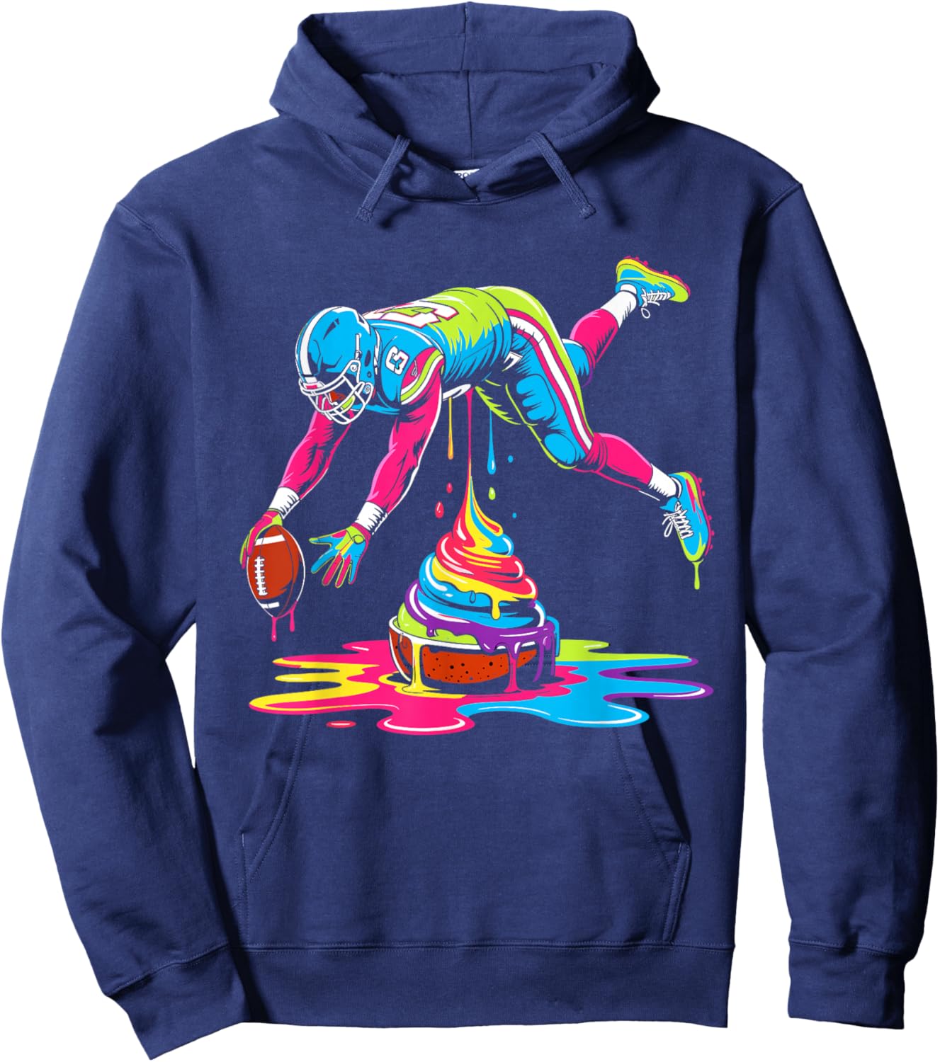 Ice cream Drip Football Sprinkles football drip Hoodie - Hoodie | Navy