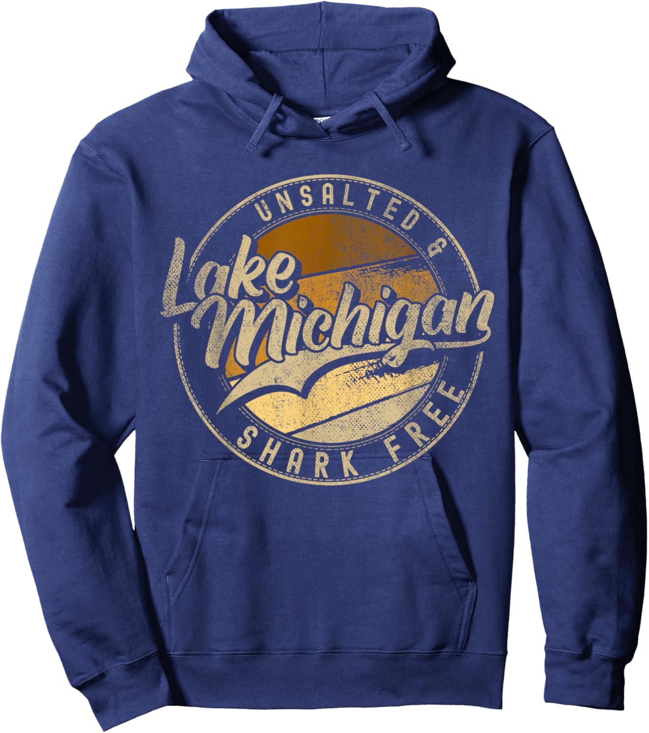 Lake Michigan Unsalted Shark Free | Great Lakes Hoodie - Hoodie | Navy