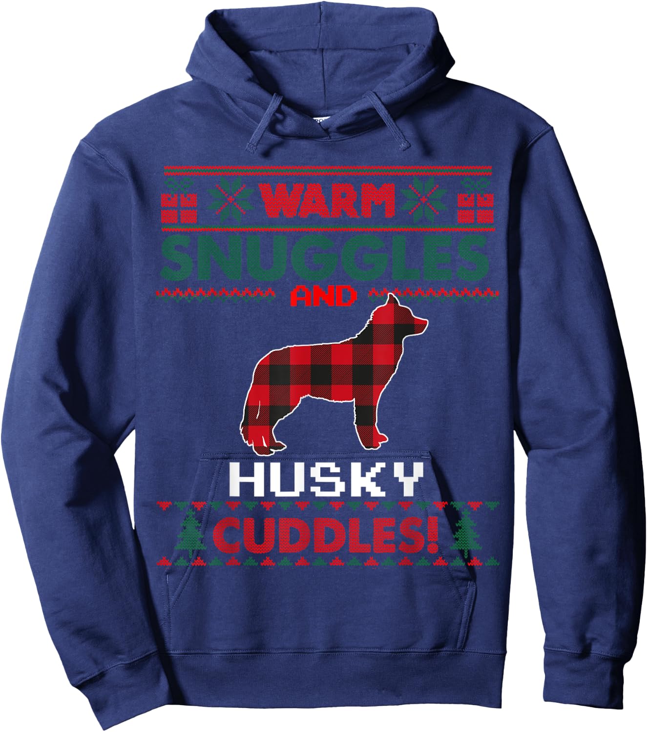 Siberian Husky Christmas Pajama Shirt Ugly Christmas Sweater Women Kids Hoodie - Hoodie | Navy
