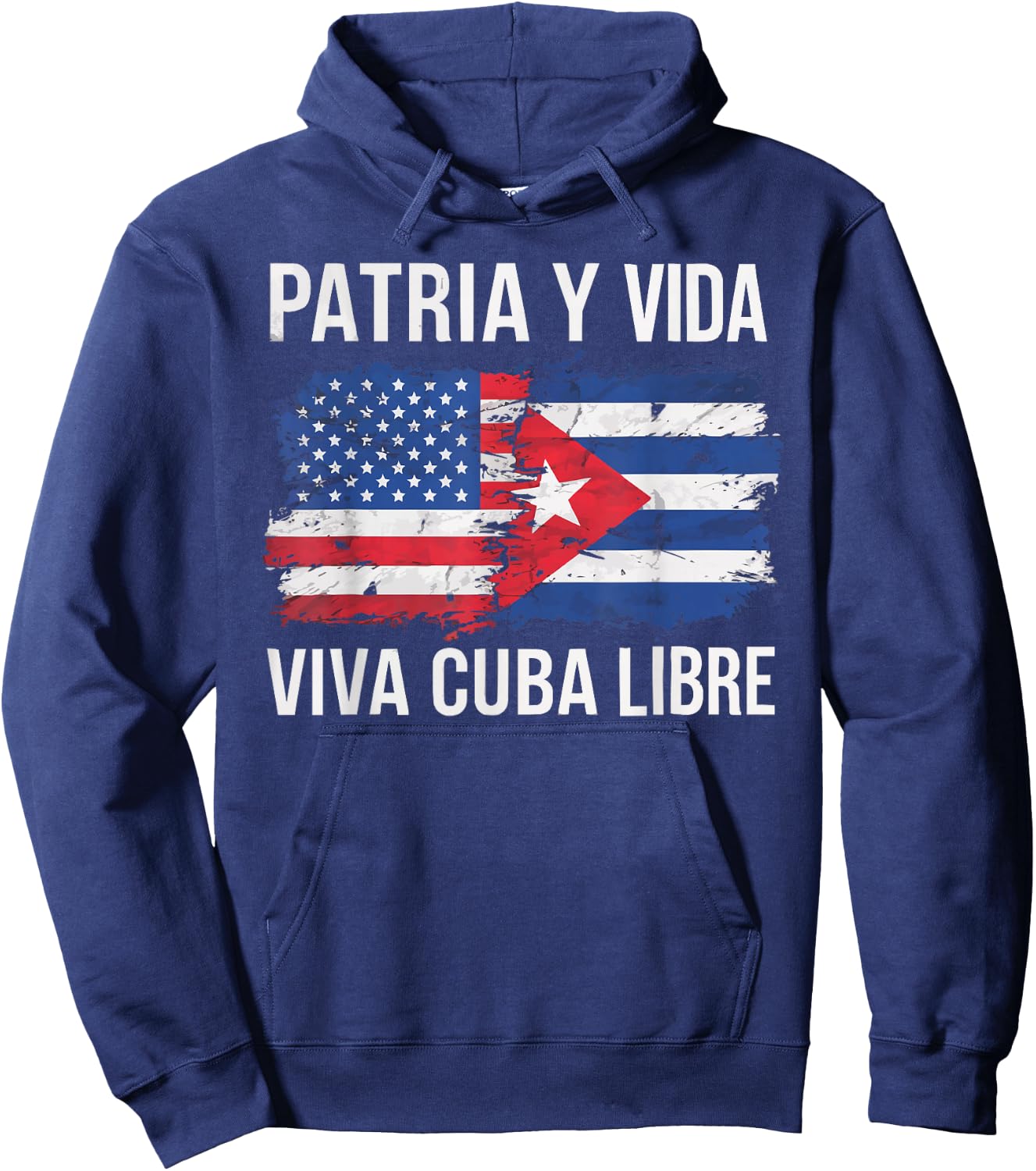 Half Cuban Half American Country USA Flag Cuba America Hoodie - Hoodie | Navy