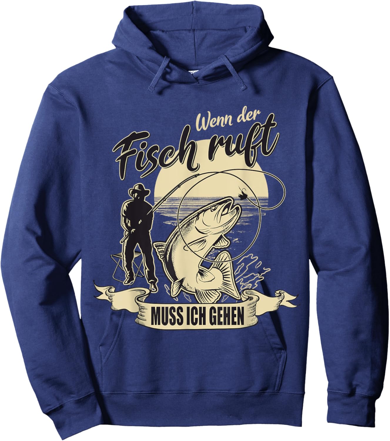 Fischen Angeln Wenn der Fisch ruft muss ich gehen Angler Hoodie - Hoodie | Navy