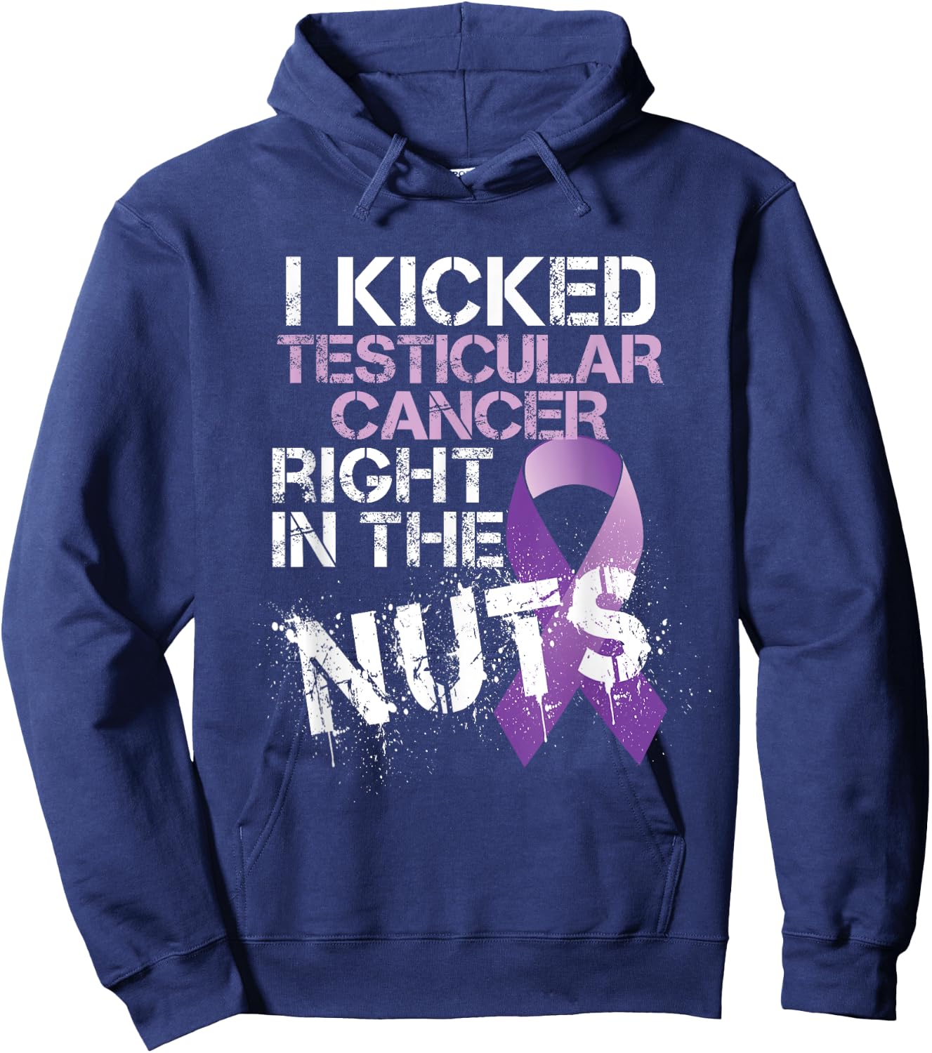 Testicular Cancer Awareness Survivor Kicked In The Nuts Ball Hoodie - Hoodie | Navy