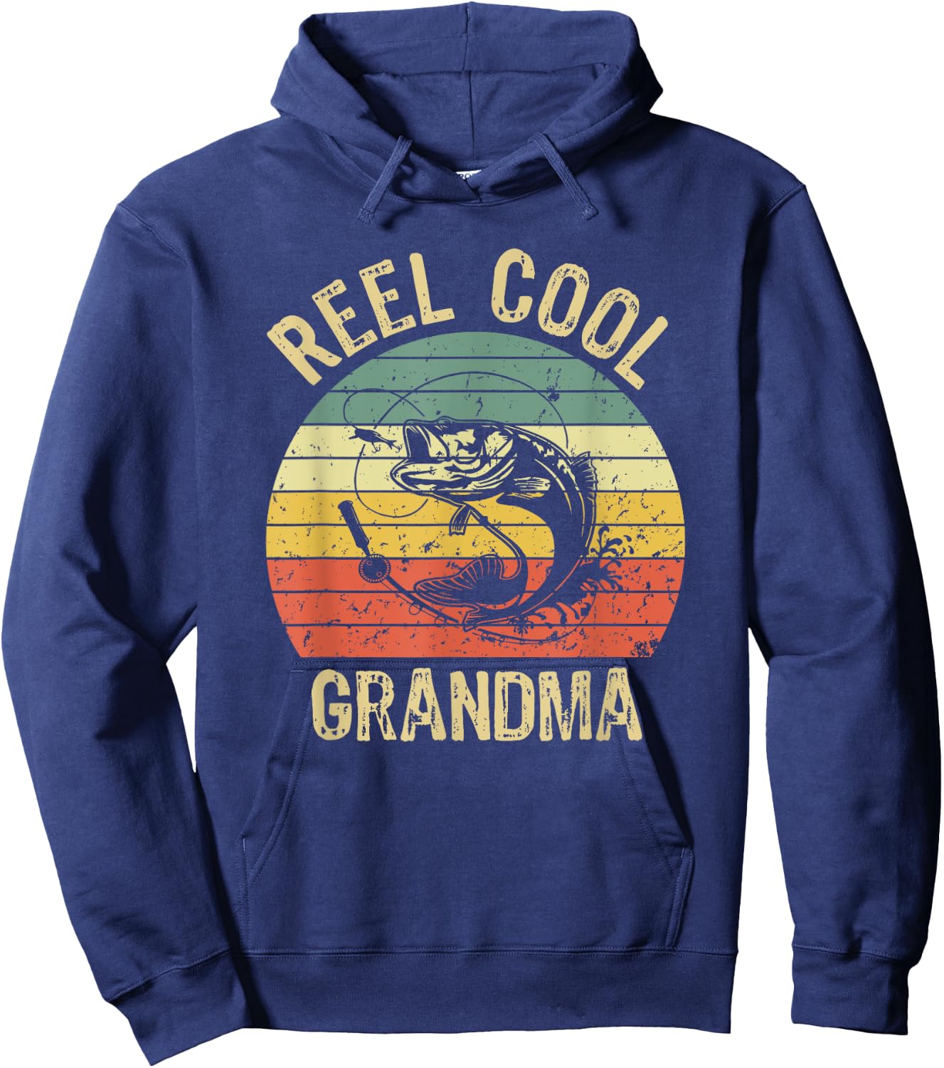 Reel Cool Grandma Fishing Gifts Women Fishing Lovers Retro Hoodie - Hoodie | Navy