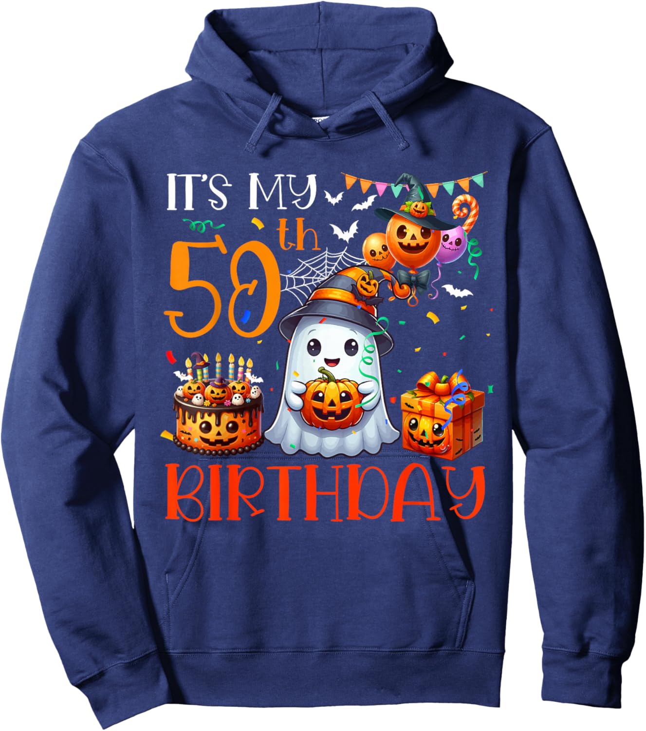 It's My 50th Birthday Halloween Ghost Boo Funny Party Lover Hoodie - Hoodie | Navy